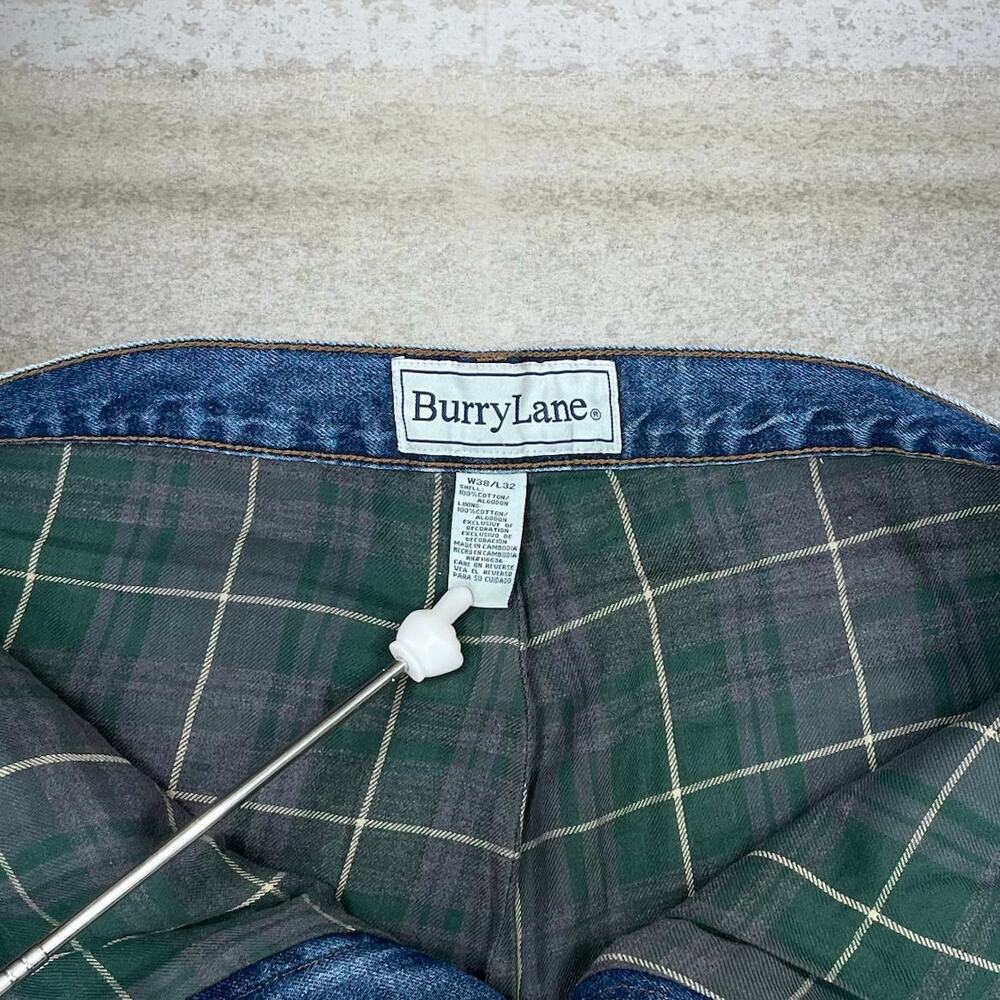 Vintage 90s Burry Lane Jeans 38x32 Relaxed Fit Medium Wash Plaid Lined Work - Picture 4 of 4